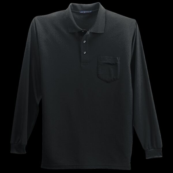 Long Sleeve Silk Touch Polo with Pocket Thumbnail