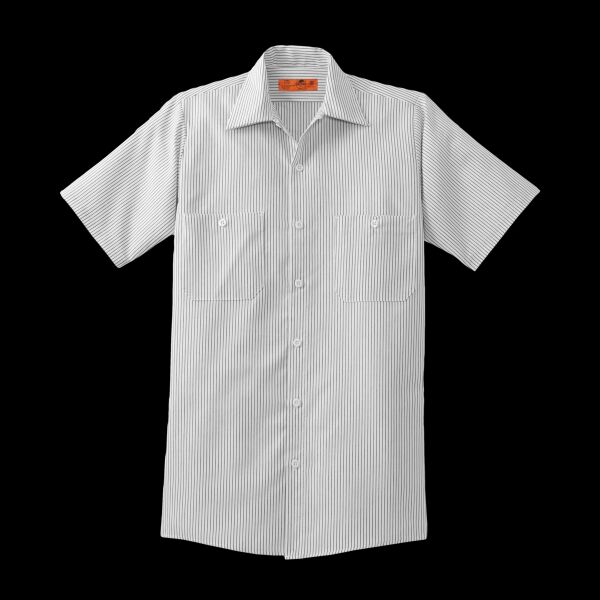 Short Sleeve Striped Industrial Work Shirt Thumbnail