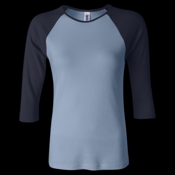 Women’s 1X1 Baby Rib Raglan Three-Quarter Sleeve Tee Thumbnail