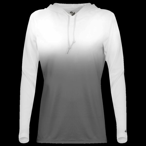 Women's Ombre Long Sleeve Hooded T-Shirt Thumbnail